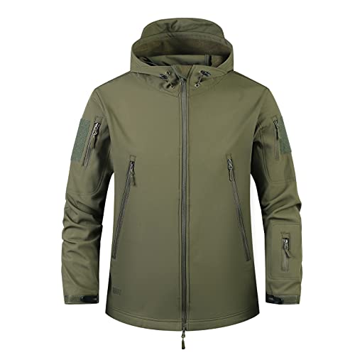 Tansozer Jacke Herren Winter Winddicht Warm Gefüttert Softshelljacke Herren Wasserdicht Outdoorjacke mit Multi Reißverschlusstaschen Armeegrün M von Tansozer