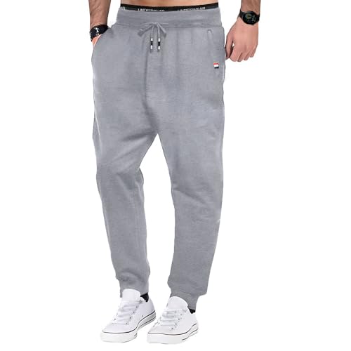 Tansozer Jogginghose Herren Baumwolle Sommer Dünn Lang mit Reißverschluss Taschen Hellgrau S von Tansozer
