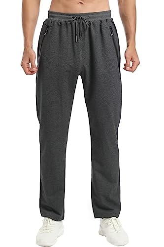 Tansozer Jogginghose Herren Baumwolle Trainingshose Männer Sporthose Herren Lang Fitness Hosen Herren Reissverschluss Taschen Ohne Bündchen Neu Grau S von Tansozer