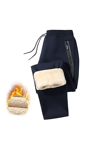 Tansozer Jogginghose Herren Gefüttert Sporthose Baumwolle Winter Fleece Thermo Dicke Trainingshose Hosen Freizeithose Thermohose Herren Fleecehose Warme Sweatpants Winterhose Blau S von Tansozer