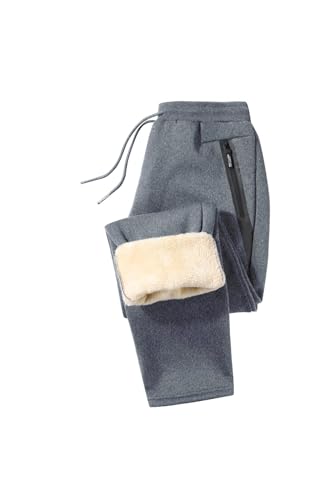 Tansozer Jogginghose Herren Gefüttert Sporthose Baumwolle Winter Fleece Thermo Dicke Trainingshose Hosen Freizeithose Thermohose Herren Fleecehose Warme Sweatpants Winterhose Grau S von Tansozer