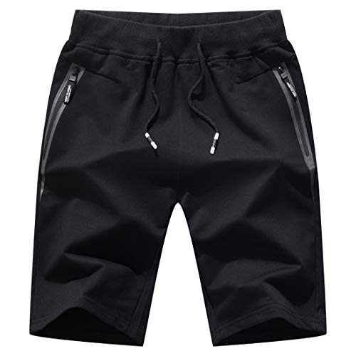 Tansozer Jogginghose Herren Kurz Shorts Herren Kurze Hosen Sport Shorts Gym Baumwolle Running Shorts Herren Sommer（Schwarz,M） von Tansozer