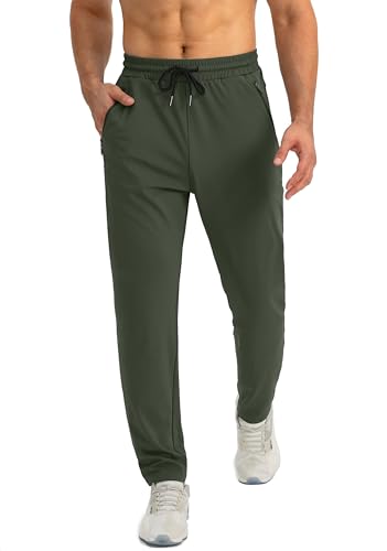 Tansozer Jogginghose Herren Trainingshose Sporthose Herren Lang Atmungsaktiv Track Pants Sweatpants Herren Sport Hosen Männer Jogger Fitness Hosen Slim Fit Hose Armee Grün 2XL von Tansozer