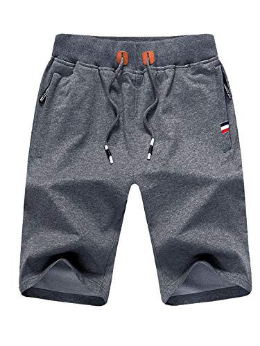 Tansozer Kurze Hose Herren Shorts Sommer Jogginghose Kurz Baumwolle Gym Sweat Shorts Herren Sport (Grau,S) von Tansozer