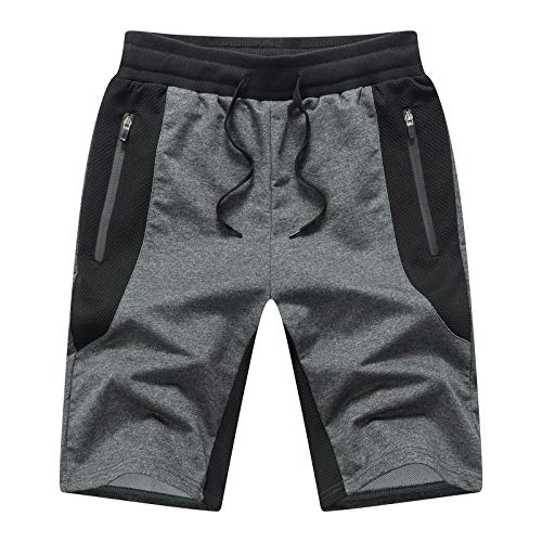 Tansozer Kurze Hosen Herren Mit Taschen - Sport Gym Shorts Jogginghose Sommer - Sweat Kurze Hose Männer Jogging Dunkelgrau L von Tansozer