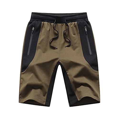 Tansozer Kurze Hosen Herren Mit Taschen Shorts Herren Sommer Sport Gym Shorts Jogginghose Herren Kurz Sweat Kurze Hose MäNner Jogging Shorts Grün L von Tansozer