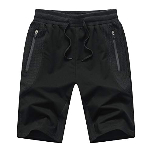 Tansozer Kurze Hosen Herren Mit Taschen Shorts Herren Sommer Sport Gym Shorts Jogginghose Herren Kurz Sweat Kurze Hose MäNner Jogging Shorts Schwarz 2XL von Tansozer