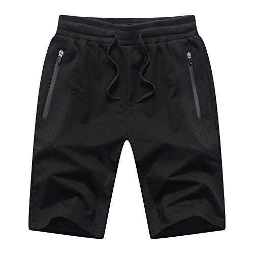 Tansozer Kurze Hosen Herren Mit Taschen - Sommer Sport Gym Shorts - Jogginghose Kurz - Sweat Hose Männer Jogging Shorts Schwarz 2XL von Tansozer