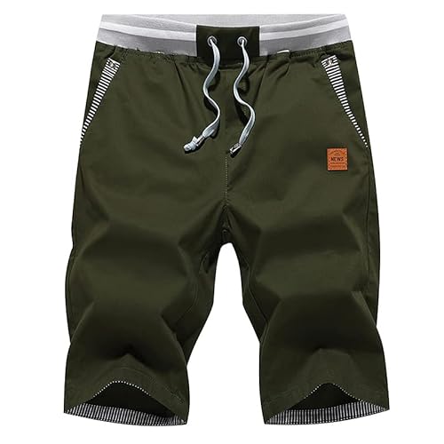 Tansozer Kurze Hosen Herren Shorts Herren Sommer Chino Gummizug Grün L von Tansozer