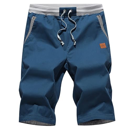 Tansozer Kurze Hosen Herren Shorts Herren Sommer Chino Gummizug Pfauenblau S von Tansozer