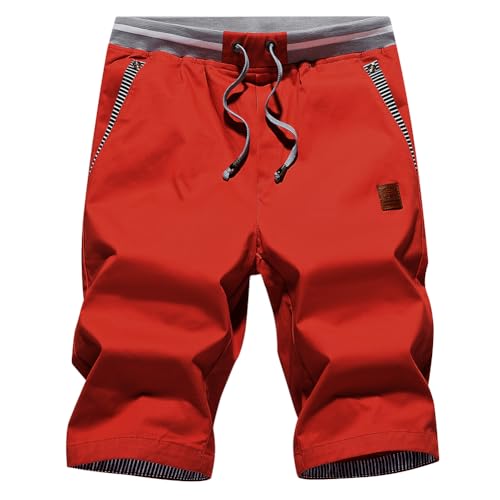 Tansozer Kurze Hosen Herren Shorts Herren Sommer Chino Gummizug rot L von Tansozer