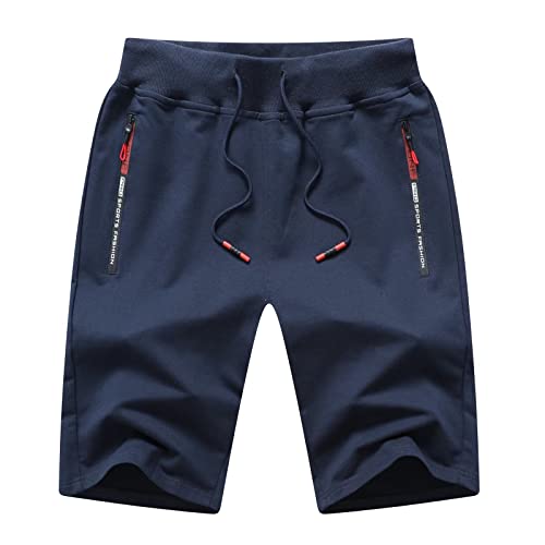 Tansozer Kurze Hosen Herren Shorts Herren Sommer Sport Sweatshorts Gym Shorts Jogginghose Herren Kurz Sweat Kurze Hose Männer Jersey Jogging Bermuda Shorts Blau L von Tansozer