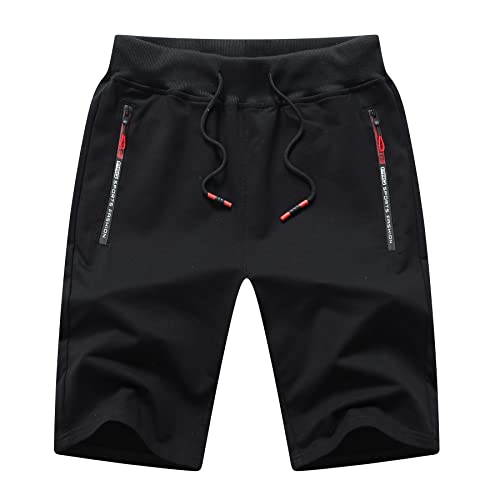 Tansozer Kurze Hosen Herren Shorts Herren Sommer Sport Sweatshorts Gym Shorts Jogginghose Herren Kurz Sweat Kurze Hose Männer Jersey Jogging Bermuda Shorts Schwarz 2XL von Tansozer