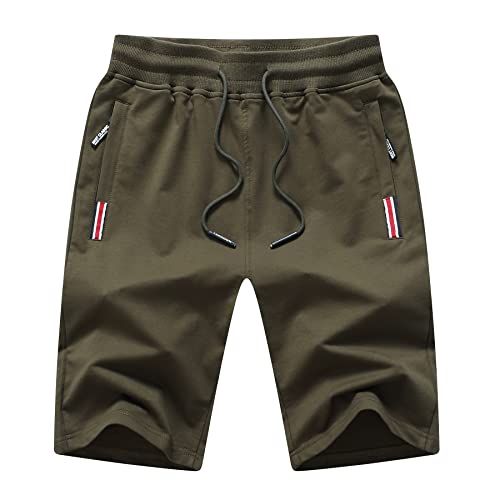 Tansozer Kurze Hosen Herren Shorts Sommer Sport Shorts Jogginghose Kurz Herren Baumwolle Gym Sweat Running Fitness Shorts Herren Jogging Kurze Hose Khaki 2XL von Tansozer