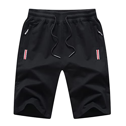 Tansozer Kurze Hosen Herren Shorts Sommer Sport Shorts Jogginghose Kurz Herren Baumwolle Gym Sweat Running Fitness Shorts Herren Jogging Kurze Hose Männer Schwarz M von Tansozer