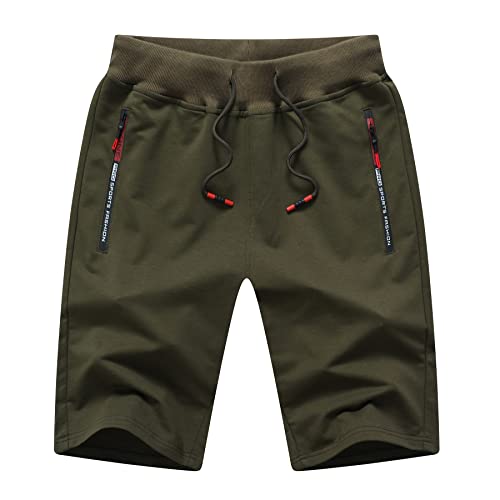 Tansozer Kurze Hosen Herren Shorts Sommer Sport Sweatshorts Gym Jogginghose Kurz Sweat Hose Männer Jersey Jogging Bermuda Shorts Grün 3XL von Tansozer