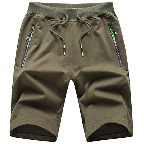 Tansozer Kurze Hosen Herren Shorts Sport Sommer Jogginghose Herren Kurz Shorts Baumwolle Gym Sweat Shorts Jogging Fitness Hose Grün 2XL von Tansozer