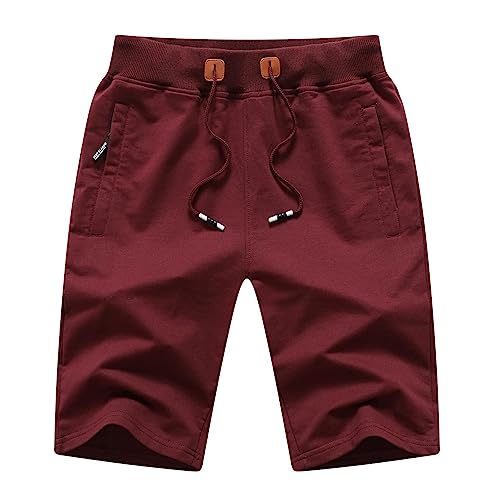 Tansozer Kurze Hosen Herren Shorts Sport Sommer Kurze Jogging Hosen Baumwolle Shorts Herren Gym Shorts Fitness Sweatshorts Rotwein1701 3XL von Tansozer