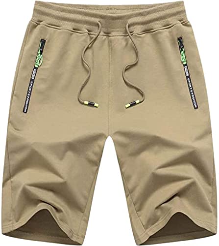 Tansozer Kurze Hosen Herren Shorts Sport Sommer Kurze Jogging Hosen Baumwolle Shorts Herren Gym Shorts Fitness Sweatshorts Khaki 2XL von Tansozer