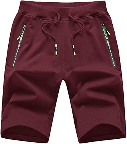 Tansozer Kurze Hosen Herren Shorts Sport Sommer Kurze Jogging Hosen Baumwolle Shorts Herren Gym Shorts Fitness Sweatshorts Rotwein L von Tansozer