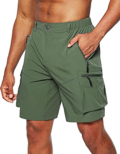 Tansozer Kurze Hosen Herren Sommer Schnelltrocknend Wanderhose Shorts Herren Stretch Cargo Bermuda Sporthose Outdoor Trekking Wandern Männer Kurze Armee grün 3XL von Tansozer