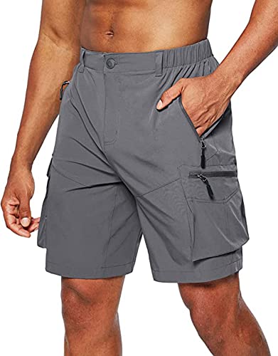 Tansozer Kurze Hosen Herren Sommer Schnelltrocknend Wanderhose Shorts Herren Stretch Cargo Bermuda Sporthose Outdoor Trekking Wandern Männer Kurze Dunkelgrau 2XL von Tansozer