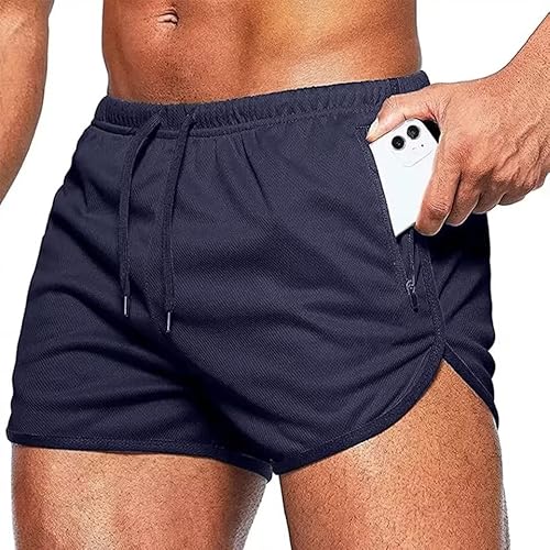 Tansozer Kurze Hosen Herren Sommer Shorts Herren Sport Sweatshorts Running Gym Shorts Kurze Jogginghose Herren Sweat Fitness Jogging Shorts Mit Taschen Futter Mesh Männer Shorts Blau L von Tansozer