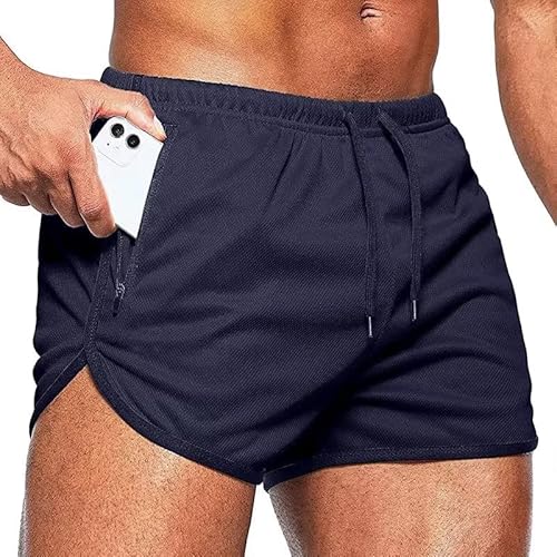 Tansozer Kurze Hosen Herren Sommer Shorts Herren Sport Sweatshorts Running Gym Shorts Kurze Jogginghose Herren Sweat Fitness Jogging Shorts Mit Taschen Männer Shorts Blau 2XL von Tansozer