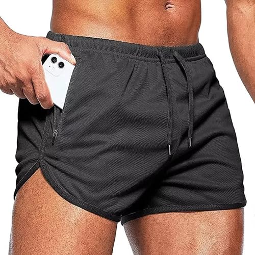 Tansozer Kurze Hosen Herren Sommer Shorts Herren Sport Sweatshorts Running Gym Shorts Kurze Jogginghose Herren Sweat Fitness Jogging Shorts Mit Taschen Männer Shorts Grau S von Tansozer