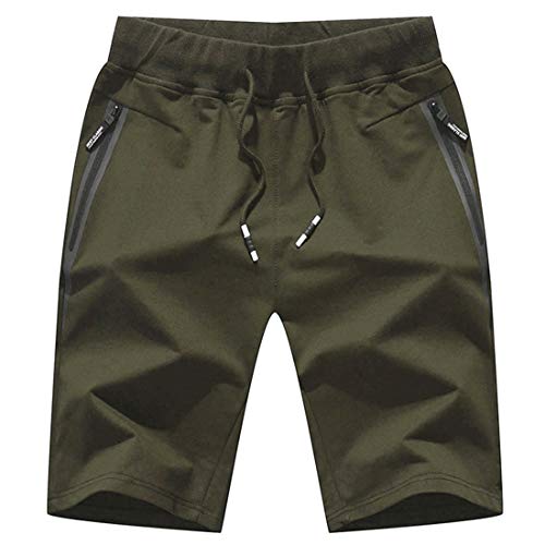Tansozer Kurze Hosen Herren Sport Shorts Gym Jogginghose Kurz Baumwolle Sweat Shorts Sommer (Armeegrün, XXL) von Tansozer