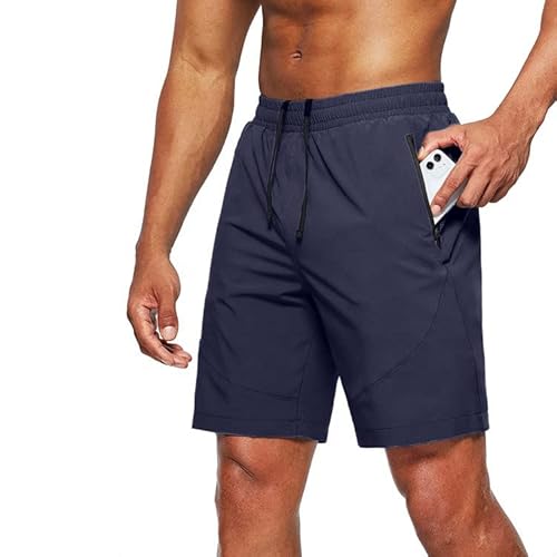 Tansozer Kurze Hosen Herren Sport Shorts Herren Sommer Running Gym Shorts Fitness Sweat Jogging Shorts Sweatshorts Laufshorts Kurze Hose Männer mit Reißverschlusstaschen Blau M von Tansozer