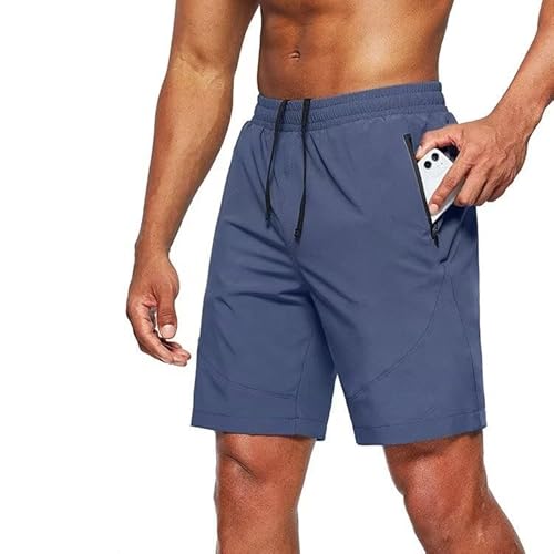 Tansozer Kurze Hosen Herren Sport Shorts Herren Sommer Running Gym Shorts Fitness Sweat Jogging Shorts Sweatshorts Laufshorts Kurze Hose Männer mit Reißverschlusstaschen Denim Blau M von Tansozer