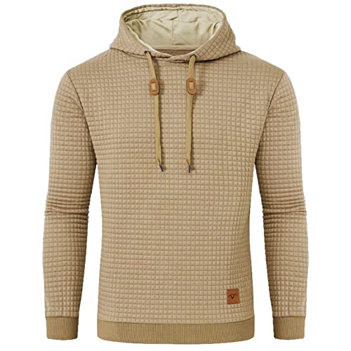 Tansozer Men's Basic Hoodie Pullover Hooded Sweatshirt Long Sleeve Drawstring Kapuzenpullover für Herren Khaki 2XL von Tansozer