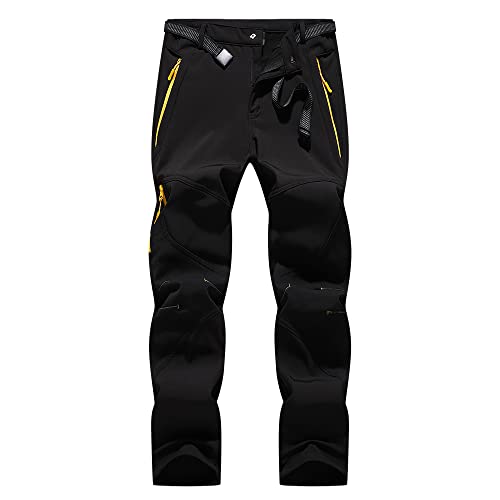 Tansozer Wanderhose Herren Outdoorhose Thermohose Wasserdicht Angelhose Funktionshose Jagdhose Softshellhose Trekkinghose Winterhose Outdoor Hose Warm Gefüttert Schwarz XL von Tansozer