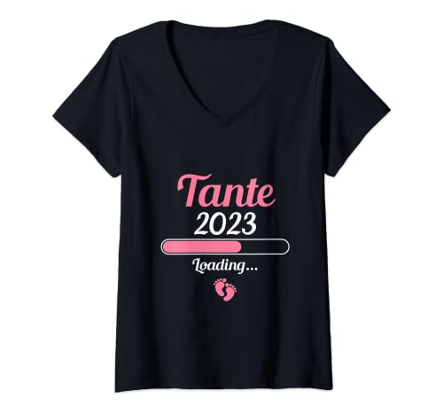 Damen Ich werde Tante 2023 Loading Schwangerschaft Verkündung T-Shirt mit V-Ausschnitt von Tante 2023 Loading Schwangerschaft Verkündung