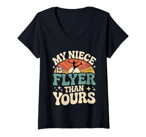 Damen My Niece is Flyer Than Yours Aunt Cheerleader Support - T-Shirt mit V-Ausschnitt Damen My Niece is Flyer Than Yours Aunt Cheerleader Support - T-Shirt mit V-Ausschnitt von Tante Cheer Nichte Pride Zitat