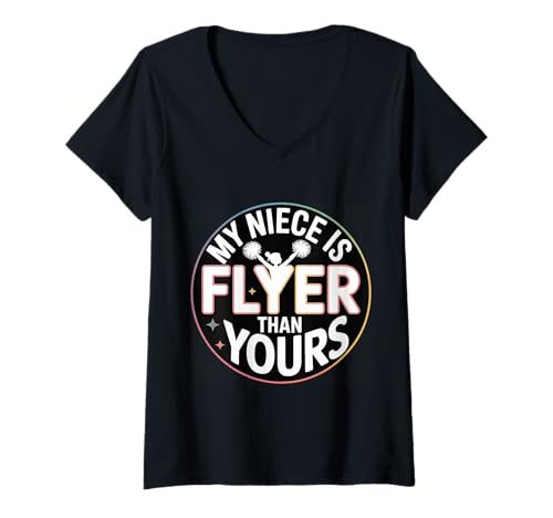 Damen My Niece is Flyer Than Yours Aunt Cheerleader Support |- T-Shirt mit V-Ausschnitt Damen My Niece is Flyer Than Yours Aunt Cheerleader Support |- T-Shirt mit V-Ausschnitt von Tante Cheer Nichte Pride Zitat