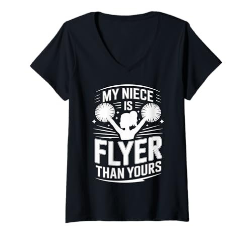 Damen My Niece is Flyer Than Yours Aunt Cheerleader Support |- T-Shirt mit V-Ausschnitt Damen My Niece is Flyer Than Yours Aunt Cheerleader Support |- T-Shirt mit V-Ausschnitt von Tante Cheer Nichte Pride Zitat