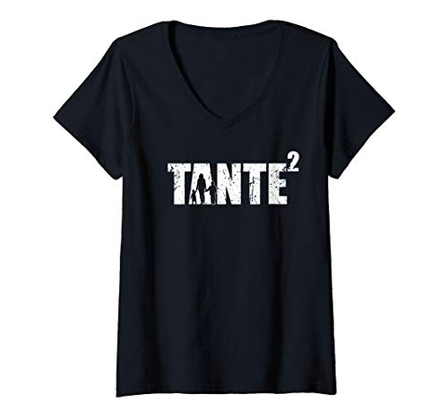 Damen Tante hoch 2 Schwester zweifache Tante Geschenk Baby T-Shirt mit V-Ausschnitt Damen Tante hoch 2 Schwester zweifache Tante Geschenk Baby T-Shirt mit V-Ausschnitt von Tante Schwangerschaft verkünden
