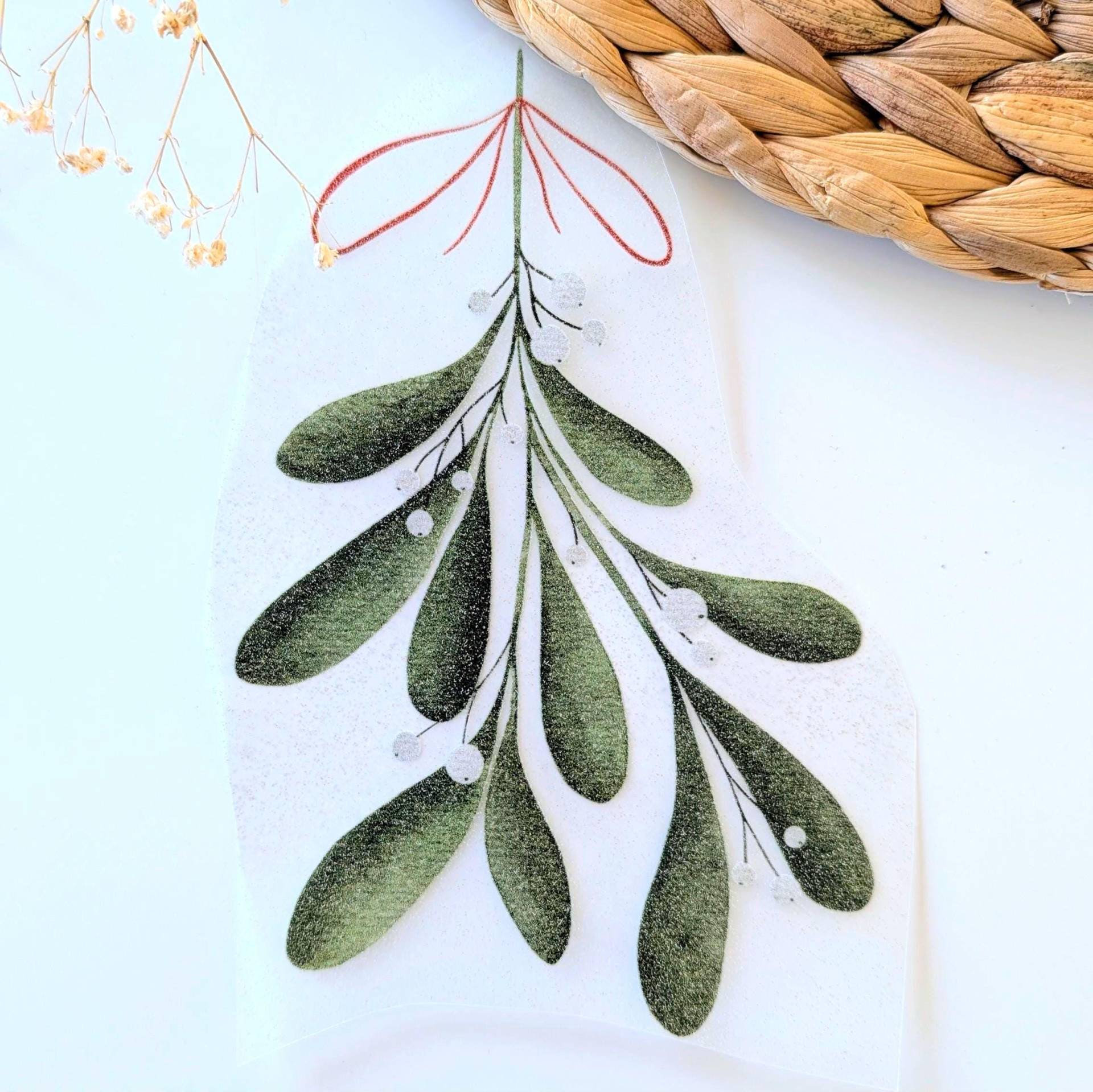 Bügelbild Mistelzweig Glitzer | Bügelbilder Weihnachten Für Kinder Bild Zum Aufbügeln Adventskalender von TanteKarloDesign