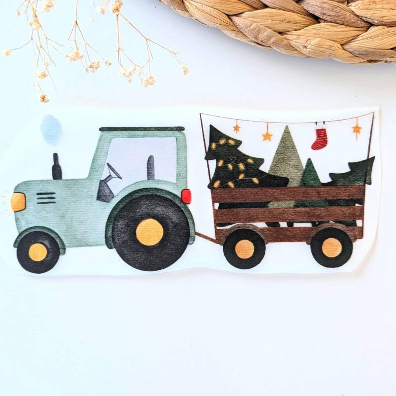 Bügelbild Traktor Weihnachten | Bügelbilder Für Kinder Bügelpatch Bild Zum Aufbügeln Fahrzeuge von TanteKarloDesign