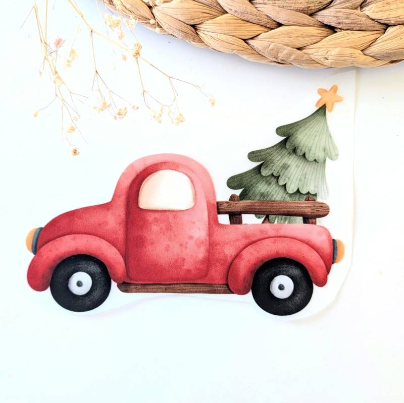 Auto Bügelbild Klein| Bügelbilder Weihnachten |Bügelbild Tannenbaum | Für Kinder Bild Zum Aufbügeln Fahrzeug von TanteKarloDesign