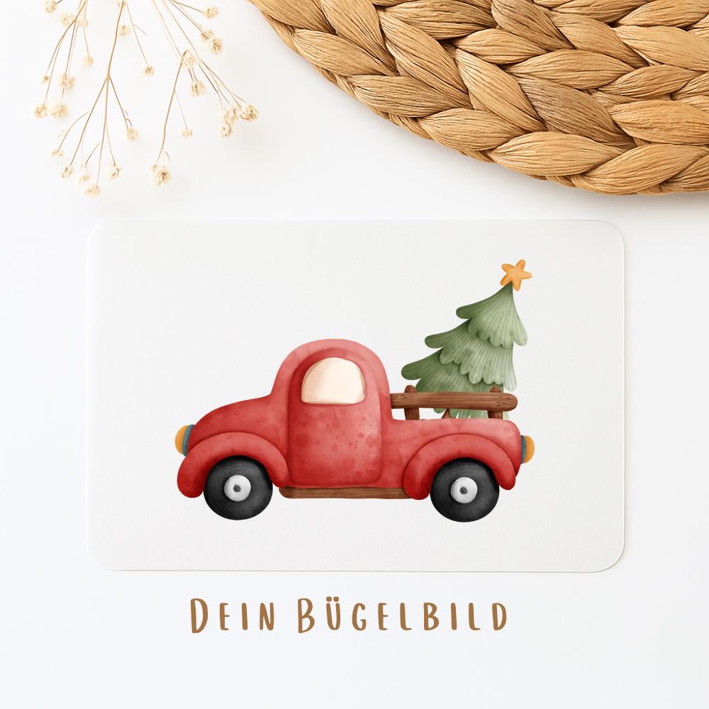 Bügelbild Weihnachten Auto | Bügelbilder Für Kinder Bügelpatch Bild Zum Aufbügeln Fahrzeug von TanteKarloDesign