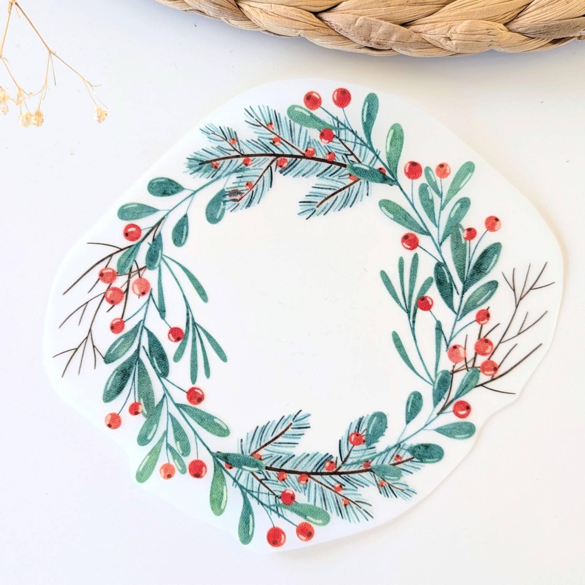 Bügelbild Weihnachtskranz | Weihnachten Bügelbilder Für Kinder Bügelpatch Bild Zum Aufbügeln Tiere von TanteKarloDesign