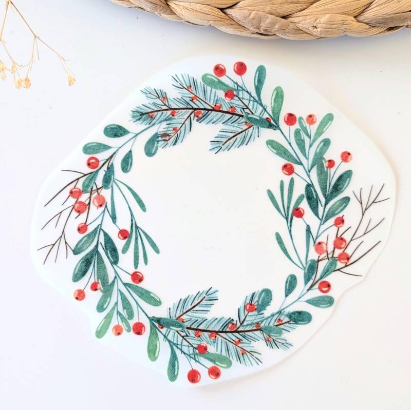 Bügelbild Weihnachtskranz | Weihnachten Bügelbilder Für Kinder Bügelpatch Bild Zum Aufbügeln Tiere von TanteKarloDesign