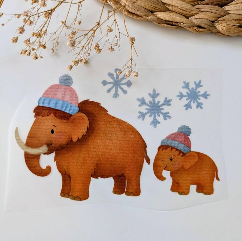 Bügelbilder Mammuts Set | Bügelbild Winter Für Kinder Bügelpatch Bild Zum Aufbügeln Weihnachten Geschenk von TanteKarloDesign