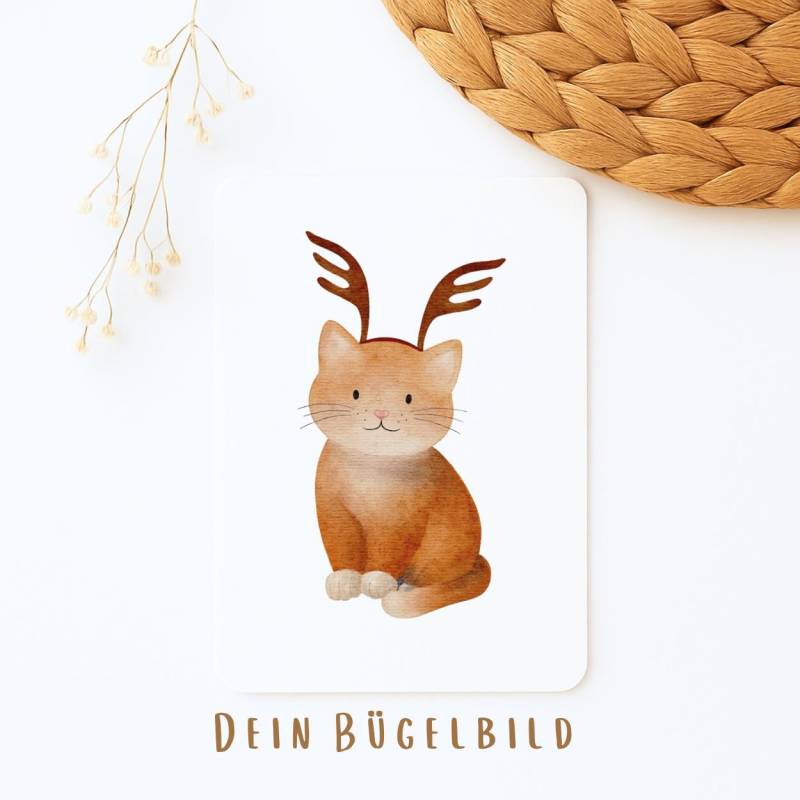 Bügelbilder Weihnachten Katze | Bügelbild Mit Glitzer Für Kinder Tiere von TanteKarloDesign