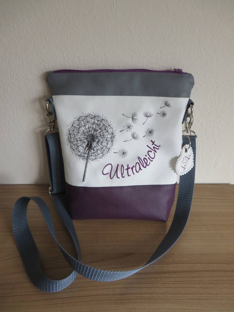 Handtasche - Umhängetasche "Modern Urban" Mit Stickerei Pusteblume & Wunschtext Handtasche - Umhängetasche "Modern Urban" Mit Stickerei Pusteblume & Wunschtext von TanteKete