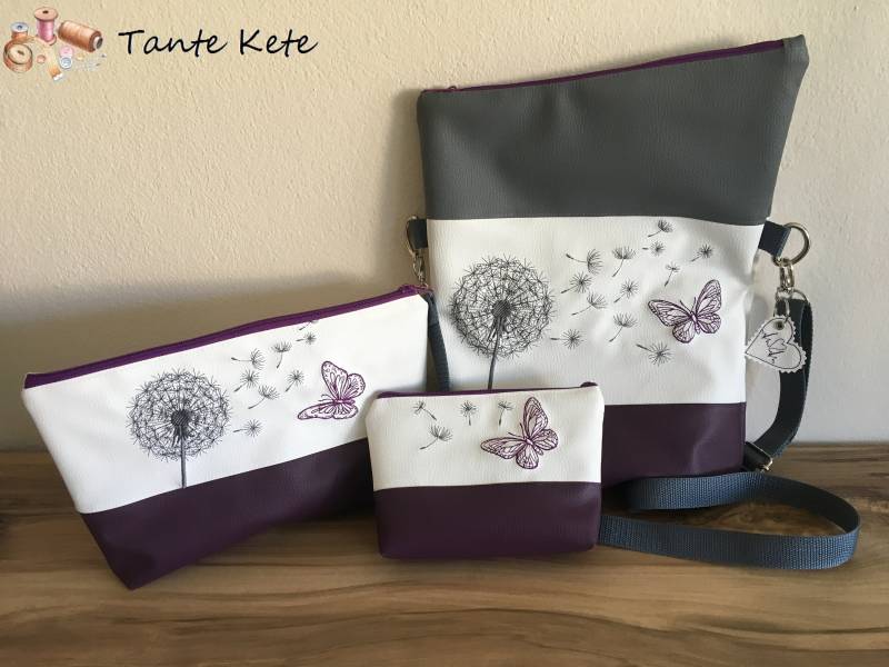 Set L "Foldover-Style" Mit Stickerei Pusteblume & Schmetterling Set L "Foldover-Style" Mit Stickerei Pusteblume & Schmetterling von TanteKete