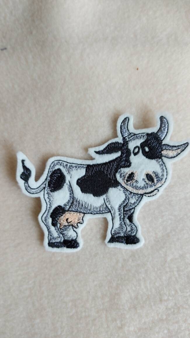 Aufnäher Kuh Gestickt - Schwarz Weiß von TantePe